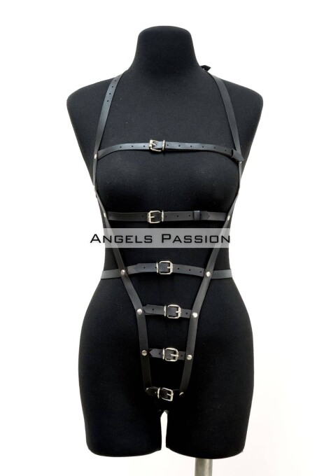 Ağ Bölgesi Açık Deri Fantezi Giyim, Deri Deri Body Harness - APFT790 - 1