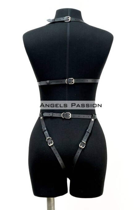 Ağ Bölgesi Açık Deri Fantezi Giyim, Deri Deri Body Harness - APFT790 - 5