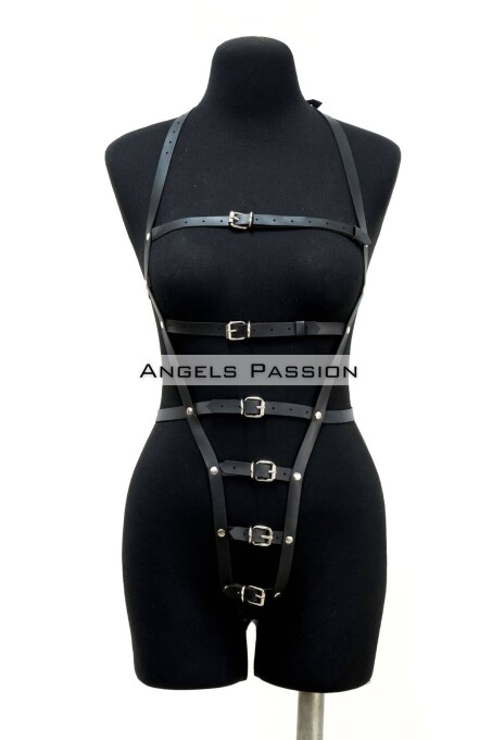 Ağ Bölgesi Açık Deri Fantezi Giyim, Deri Deri Body Harness - APFT790 - 3