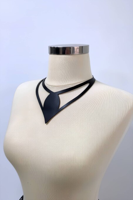 Damla Deri Choker, Deri Choker Kolye - APFT1411 - 2