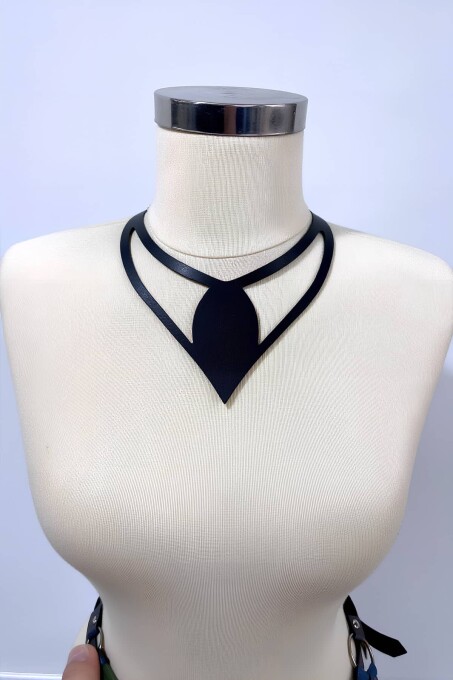 Damla Deri Choker, Deri Choker Kolye - APFT1411 - 1