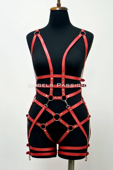 Deri Body Harness, Deri Dansçı Kostüm, Pole Dans Kostüm - APFT502 - 1