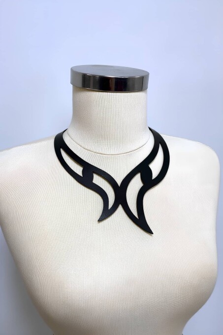 Deri Choker, Göz Detaylı Choker Kolye - APFT1412 - 2