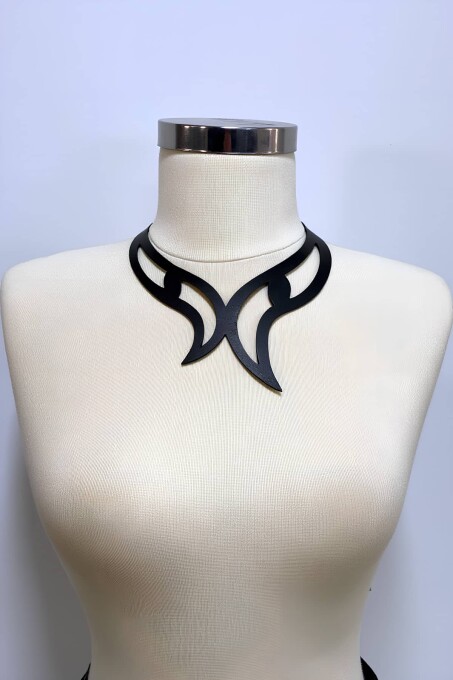 Deri Choker, Göz Detaylı Choker Kolye - APFT1412 - 1