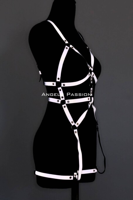 Reflektörlü Full Body Harness, Karanlıkta Yansıyan Dansçı Aksesuar - APFT461 - 2